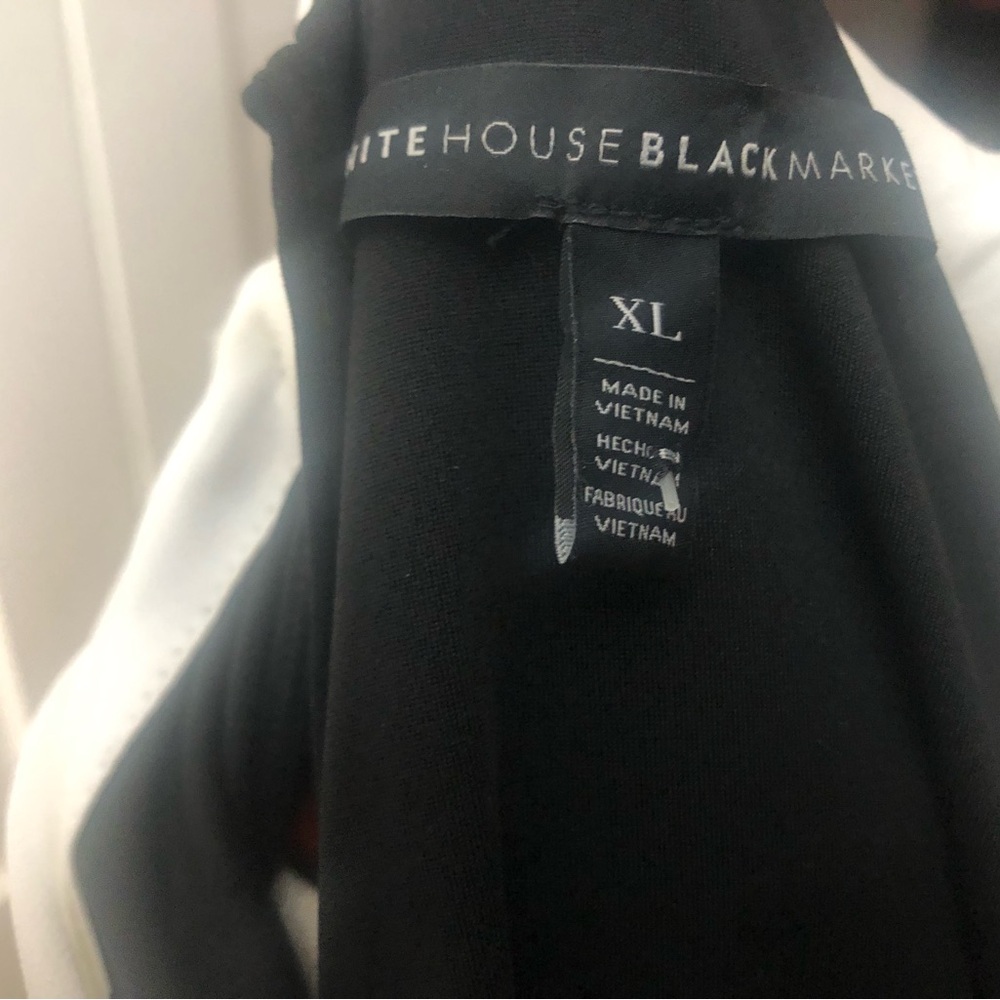 White House Black Market Black Midi Halter Dress with White Neck Tie - Picture 6 of 7